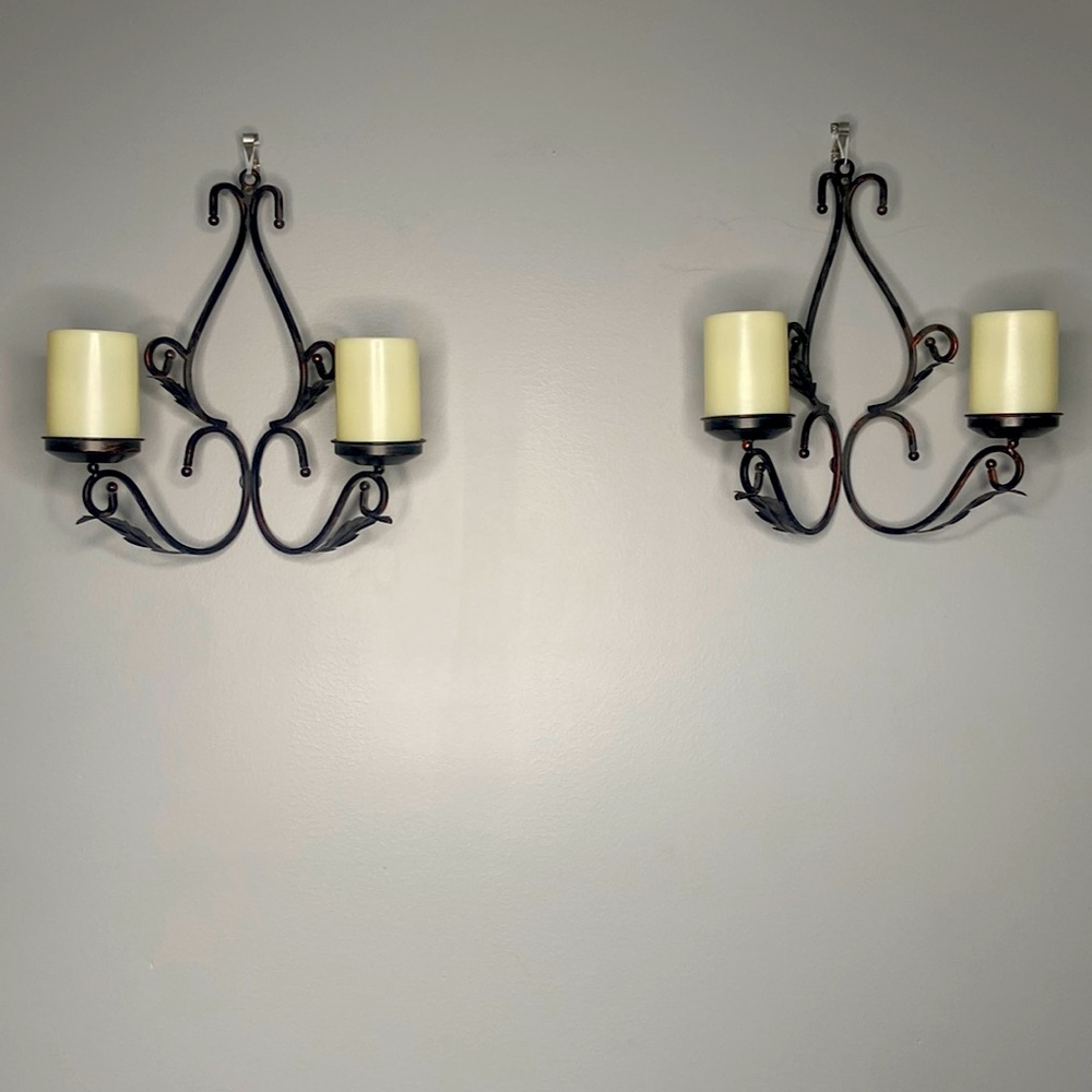 Home Reflections Set of 2 QVC Indoor Outdoor 3 in 1 Sconces w/ Flameless Candles